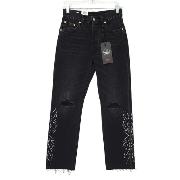 Levi's 501 Studded Cropped Jeans - Picture 2 of 8